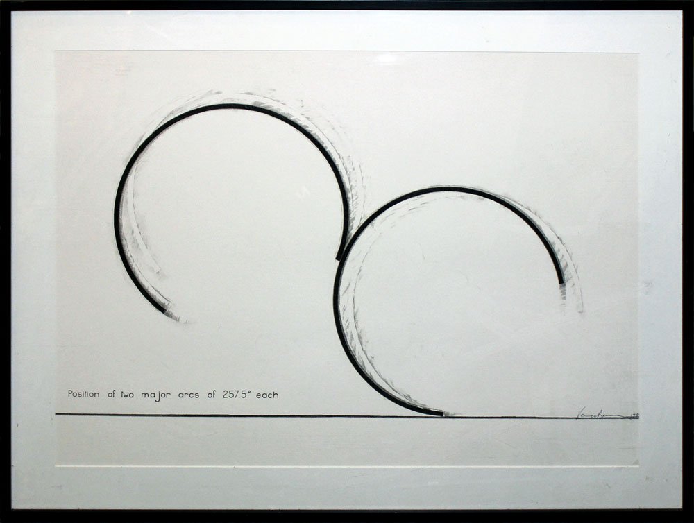 Bernar Venet "Position of Two Major Arcs of 257.5 each": Artist: Bernar Venet Title: Position of Two Major Arcs of 257.5 each Year: 1980 Medium: Original lithograph on paper Edition: From the limited edition of 100 Size: 27" x 31 1/2" (sight) Signatur