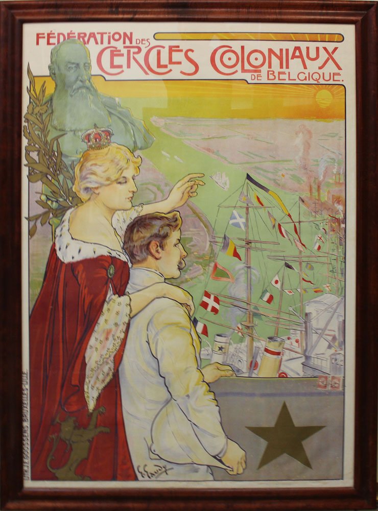 Georges Gaudy "Cercles Colonaix": Artist: Georges Gaudy Title: Cercles Colonaix Year: 1905 Medium: Vintage lithographic poster in colors on paper Edition: From the limited edition Printer: J.E. Goosens, Brussels Size: 48" x 35" Signat