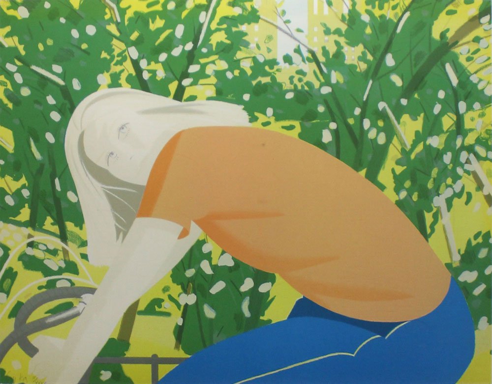 Alex Katz "Bicycle Rider": Artist: Alex Katz Title: Bicycle Rider Year: 1982 Medium: Original 17 color lithograph on Arches cover paper Edition: From the limited edition of XXXV Size: 22" x 30" Signature: Hand signed by