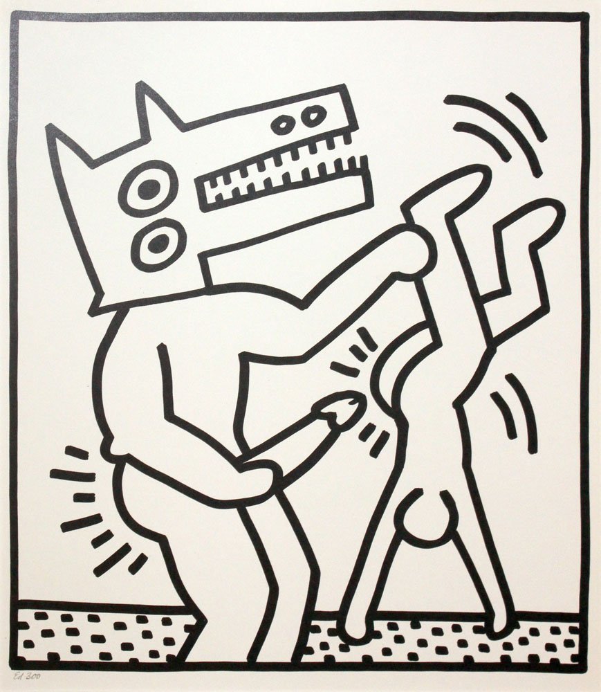 Keith Haring, Untitled lithograph: Artist: Keith Haring Title: Untitled Suite: Galerie Lucio Amelio Catalogue Year: 1983 Medium: Lithograph on heavy paper Edition: From the limited edition of 300 Publisher: Galerie Lucio Amelio,