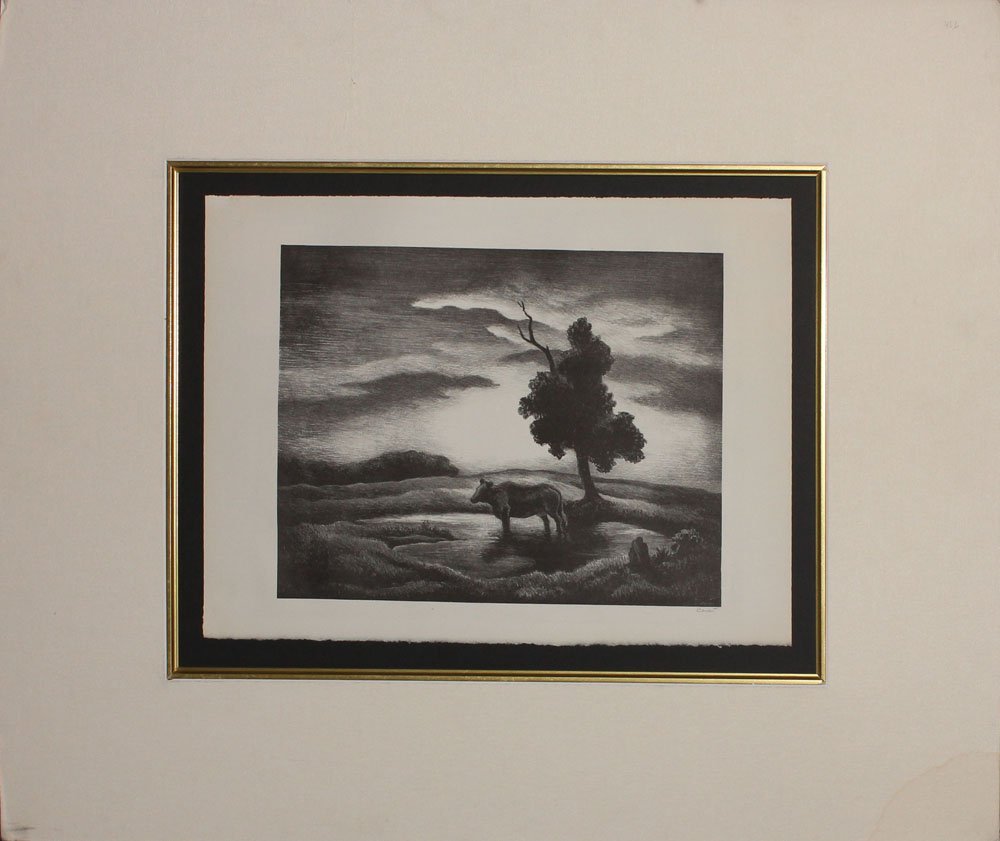 Thomas Hart Benton "Sunset": Artist: Thomas Hart Benton Title: Sunset Year: 1941 Medium: Original lithograph on paper Edition: From the limited edition Size: 10" x 13" (plate) Signature: Hand signed by the artist in pencil<