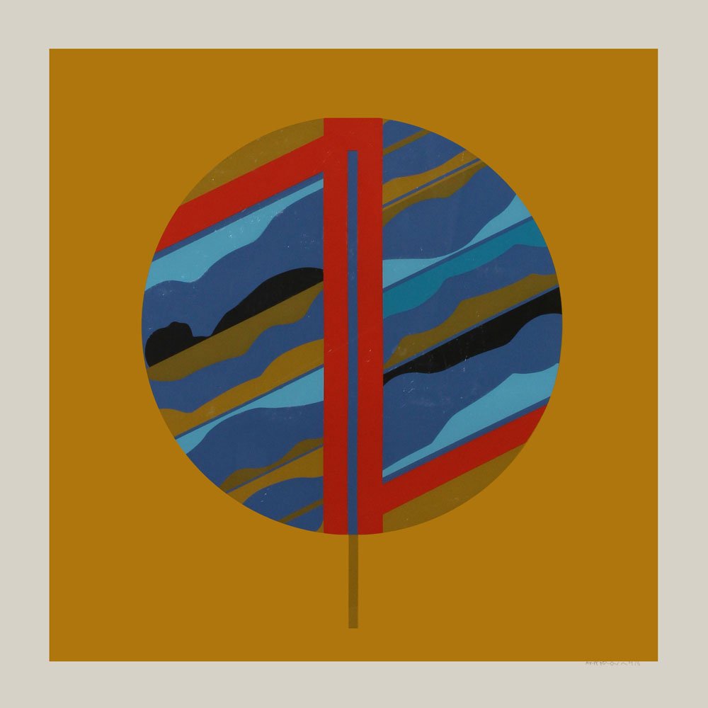 Ernest Trova, one plate from "Falling Man Manscapes": Artist: Ernest Trova Title: Untitled Suite: Falling Man Manscapes Year: 1969 Medium: Original serigraph in colors on paper Edition: From the limited edition of 175 Publisher: Pace Editions, New