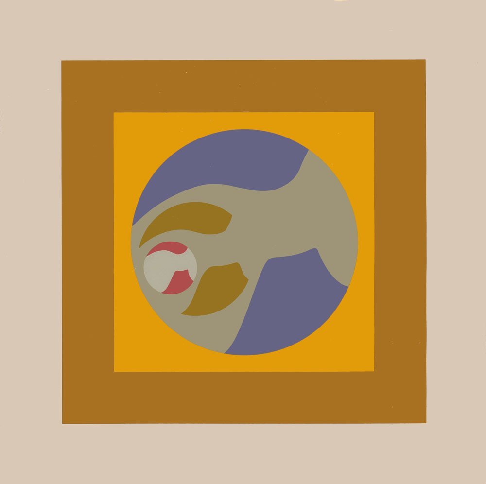 Ernest Trova, one plate from "Falling Man Manscapes": Artist: Ernest Trova Title: Untitled Suite: Falling Man Manscapes Year: 1969 Medium: Original serigraph in colors on paper Edition: From the limited edition of 175 Publisher: Pace Editions, New