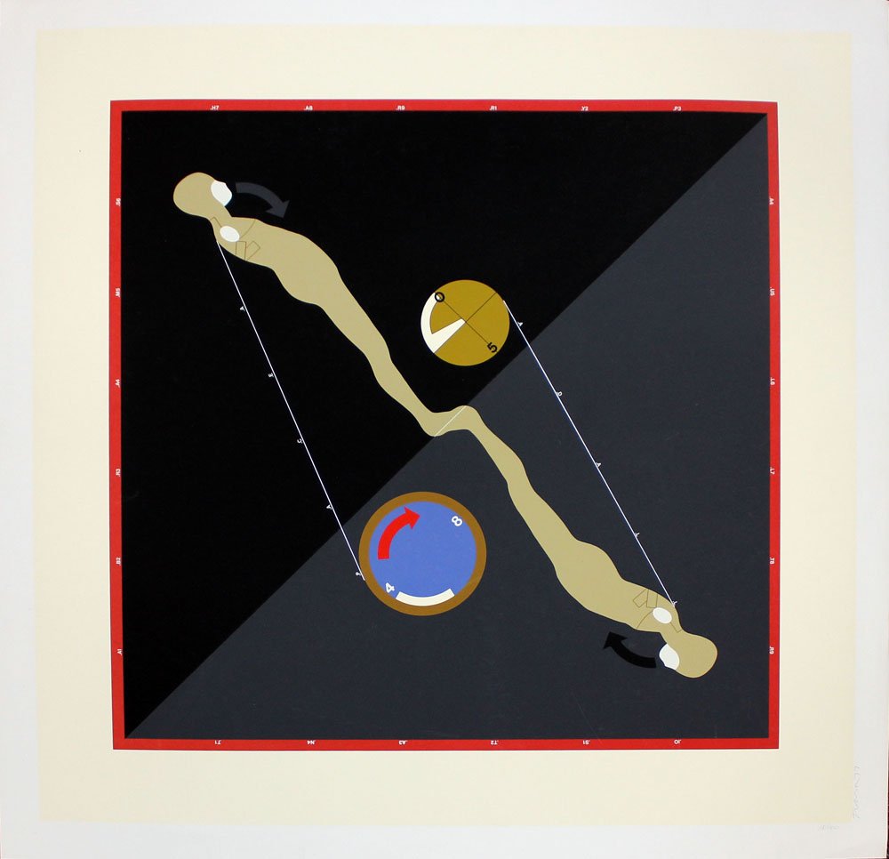Ernest Trova "Form and Reflection": Artist: Ernest Trova Title: Form and Reflection Year: 1977 Medium: Original serigraph in colors on paper Edition: From the limited edition of 100 Size: 32" x 32" Signature: Hand signed by the ar
