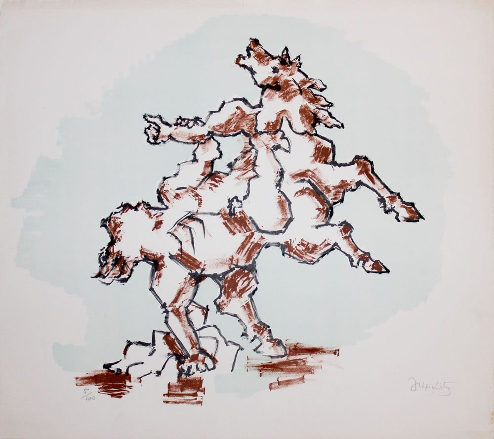 Jacques Lipchitz, "Last Embrace II": Artist: Jacques Lipchitz Title: Last Embrace II Suite: Last Embrace Year: 1971 Medium: Original lithograph in colors on paper Edition: From the limited edition of 100 Size: 25 1/2" x 22"