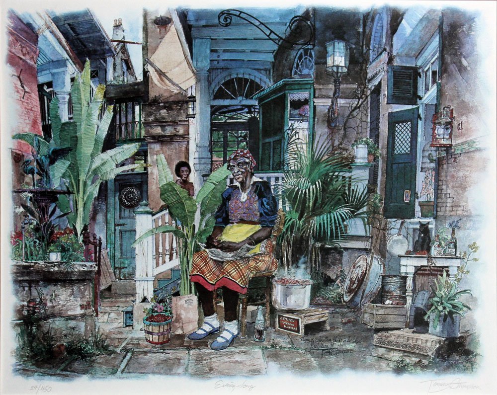 Tommy Thompson "Evening Song": Artist: Tommy Thompson Title: Evening Song Medium: Original lithograph in colors on paper Edition: From the limited edition of 450 Size: 30" x 40" Signature: Hand signed by the artist in pencil