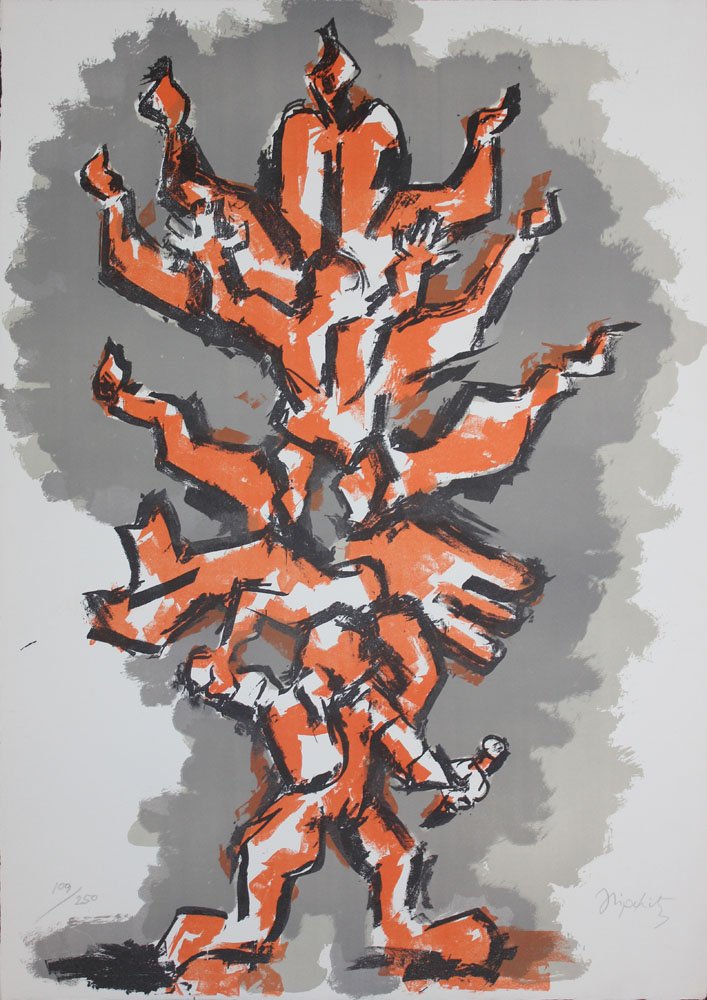Jacques Lipchitz "Tree of Life II": Artist: Jacques Lipchitz Title: Tree of Life II Suite: Tree of Life Year: 1972 Medium: Original lithograph in colors on paper Edition: From the limited edition of 250 Size: 26" x 18" Sig