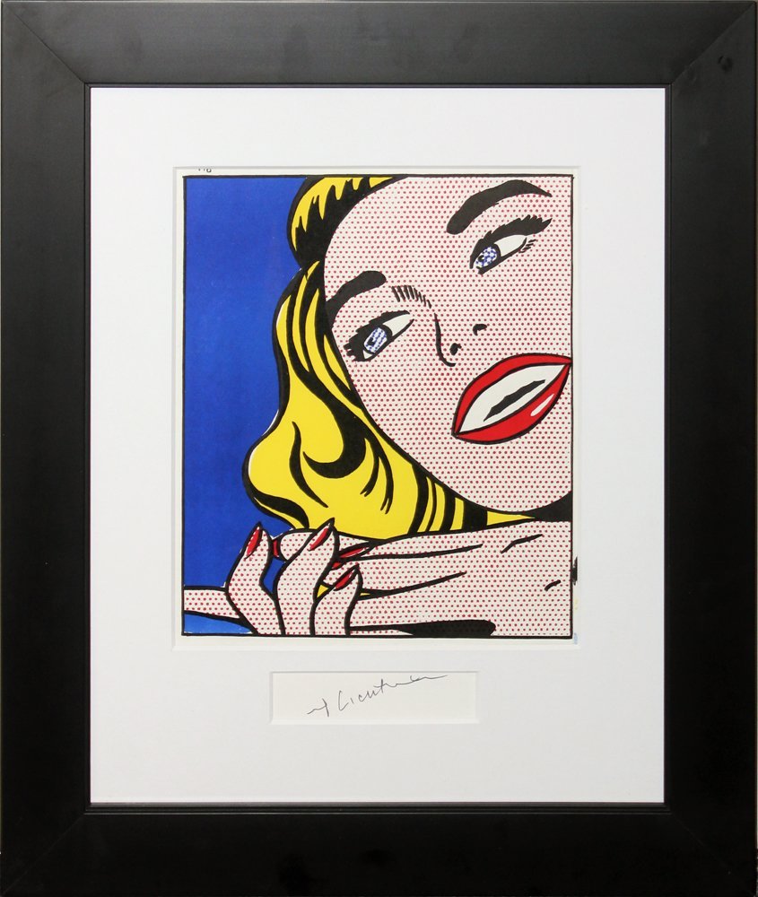 Roy Lichtenstein "Girl" with signature: Artist: Roy Lichtenstein Title: Girl Suite: One Cent Life Year: 1964 Medium: Original lithograph in colors on paper Edition: From the limited edition of 2000 Printer: Maurice Beaudet, Paris