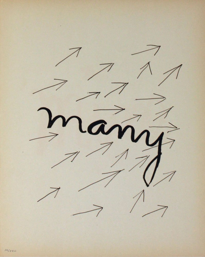 Man Ray "Many": Artist: Man Ray Title: Many Suite: Alphabet pour Adultes Year: 1970 Medium: Lithograph on paper Edition: From the limited edition of 500 Size: 15 1/2" x 12" COA provided. Guaranteed