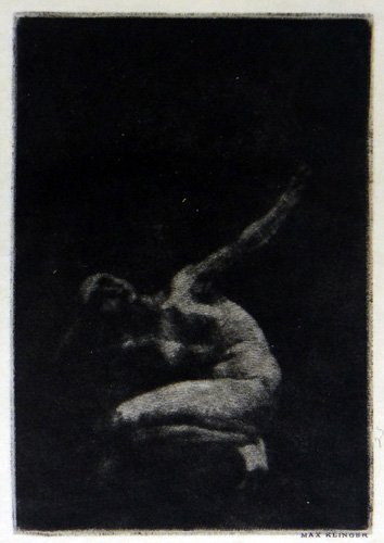Max Klinger "Kauernder": Artist: Max Klinger Title: Kauernde Suite: Die Graphik der Neuzeit Year: 1913 Medium: Original etching on japon paper Edition: From the limited edition of 200 Publisher: E.A. Seeman Size