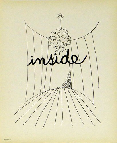 Man Ray "Inside": Artist: Man Ray Title: Inside Suite: Alphabet pour Adultes Year: 1970 Medium: Lithograph on paper Edition: From the limited edition of 500 Size: 15 1/2" x 12" COA provided. Guarantee