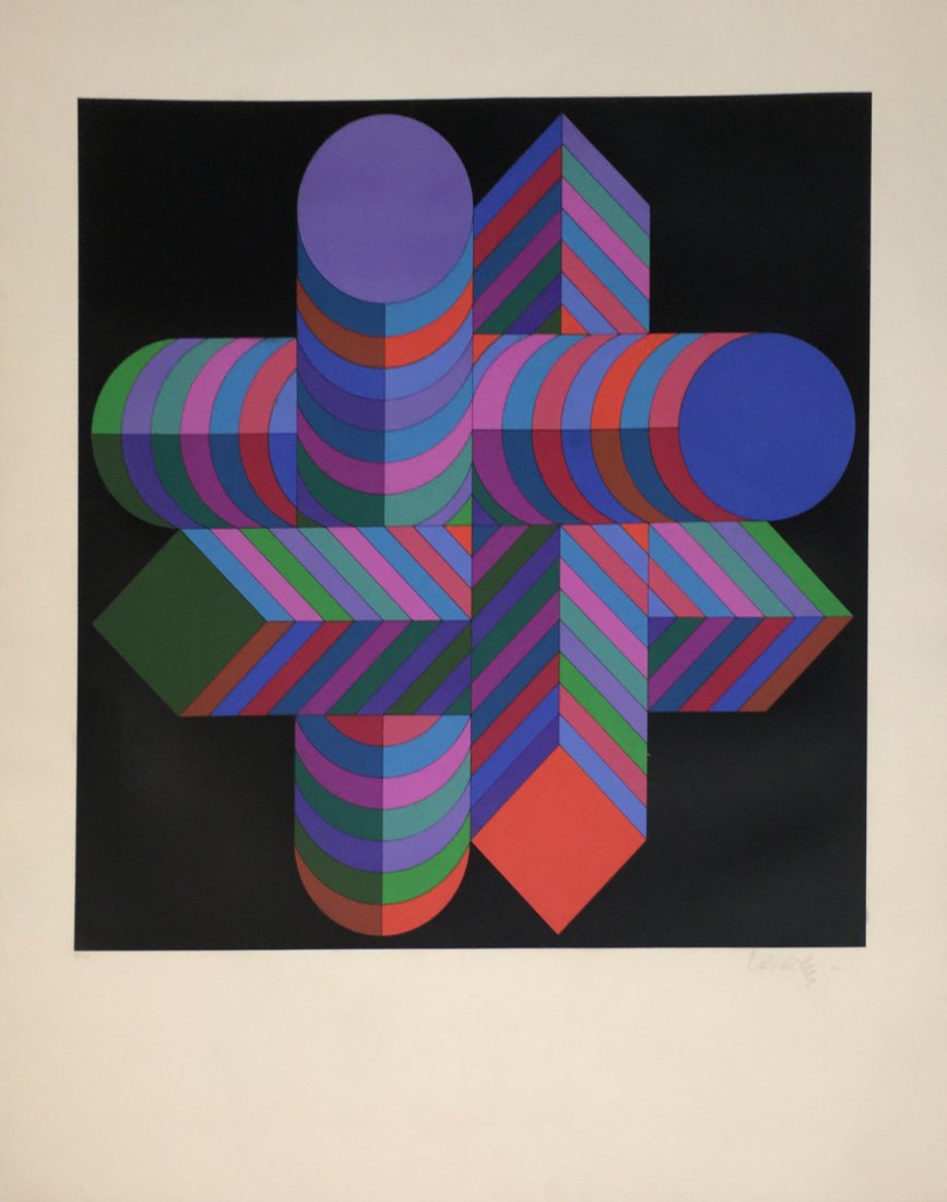 Victor Vasarely lithograph: Artist: Victor Vasarely Medium: Lithograph Edition: 3 from the limited edition of 250 Size: 36" x 30 1/2" Signature: Signed by the artist in pencil COA provided. Guaranteed authentic.