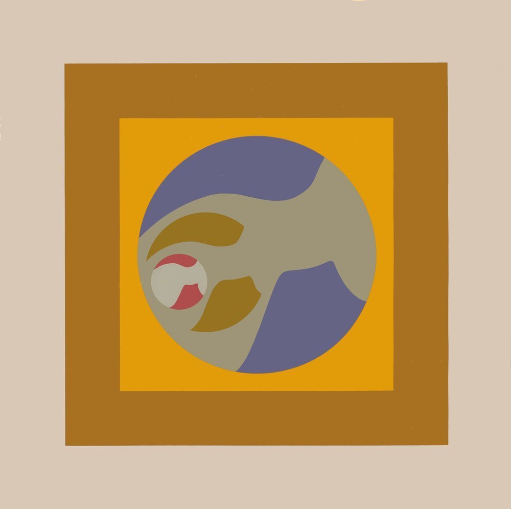 Ernest Trova, one plate from "Falling Man Manscapes": Artist: Ernest Trova Title: Untitled Suite: Falling Man Manscapes Year: 1969 Medium: Original serigraph in colors on paper Edition: From the limited edition of 175 Publisher: Pace Editions, New