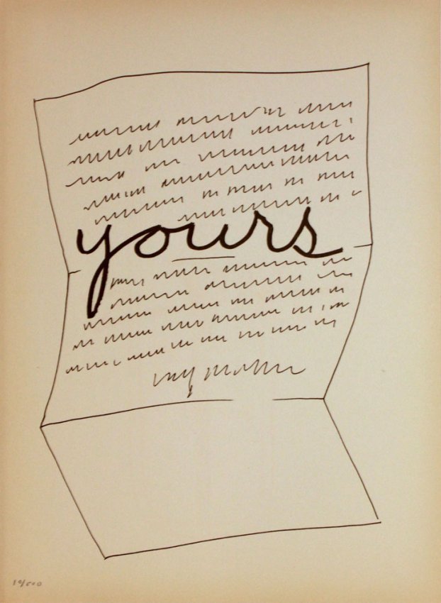Man Ray "Yours": Artist: Man Ray Title: Yours Suite: Alphabet pour Adultes Year: 1970 Medium: Lithograph on paper Edition: From the limited edition of 500 Size: 15 1/2" x 12" COA provided. Guaranteed