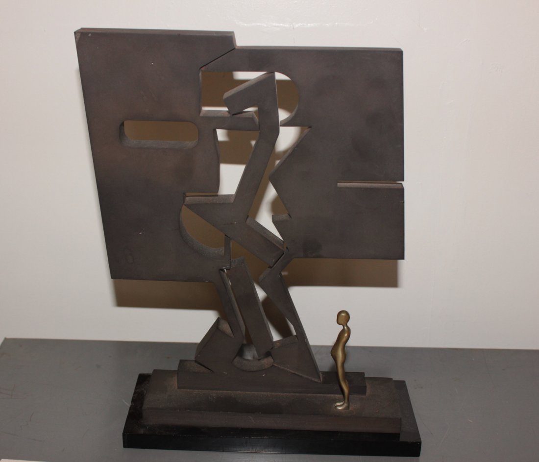 Ernest Trova "Perspective Shadow Man" statue: Artist: Ernest Trova Title: Perspective Shadow Man Medium: Steel and bronze sculpture Year: 1976 Edition: From the rare limited edition Size: 8" x 3" x 10 3/4" Signature: Signed, numbered, and i