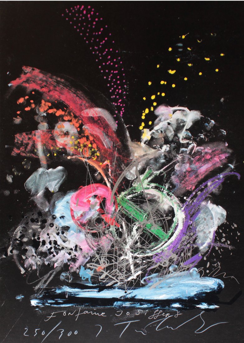 Jean Tinguely "Fontaine Jo Siffert": Artist: Jean Tinguely Title: Fontain Jo Siffert Suite: 8 by 8 to Celebrate Portfolio Medium: Silkscreen Edition: 250 from the limited edition of 300 Size: 41" x 28" Signature: Signed by the arti