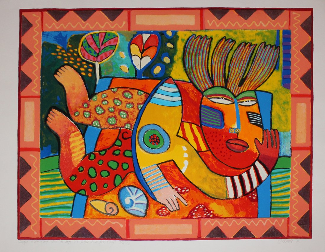 Clemens Briels "Antigua and after a bay a day, I'll: Artist: Clemens Briels Title: Antigua and after a bay a day, I'll settle down for five days Medium: Silkscreen Edition: AP 5 from the limited edition of 25 Size: 35" x 28" Signature: Signed by the art