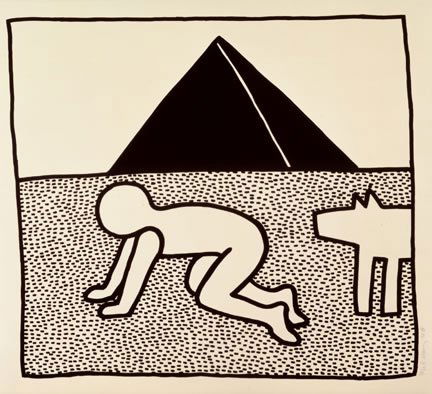 Keith Haring "Untitled, from The Blueprint Drawings": Artist: Keith Haring Title: Untitled Suite: The Blueprint Drawings Year: 1990 Medium: Screenprint on Arches Cover paper Edition: Un-numbered dedication proof Publisher: Durham Press, Durham, Pen