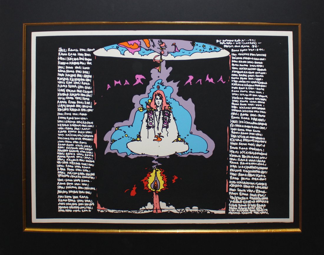 Peter Max "Rama": Artist: Peter Max Title: Rama Year: 1971 Medium: Serigraph on Arches paper Edition: 2 form the rare limited edition of 100 Size: 30" x 22" Signature: Signed and numbered by the artist <