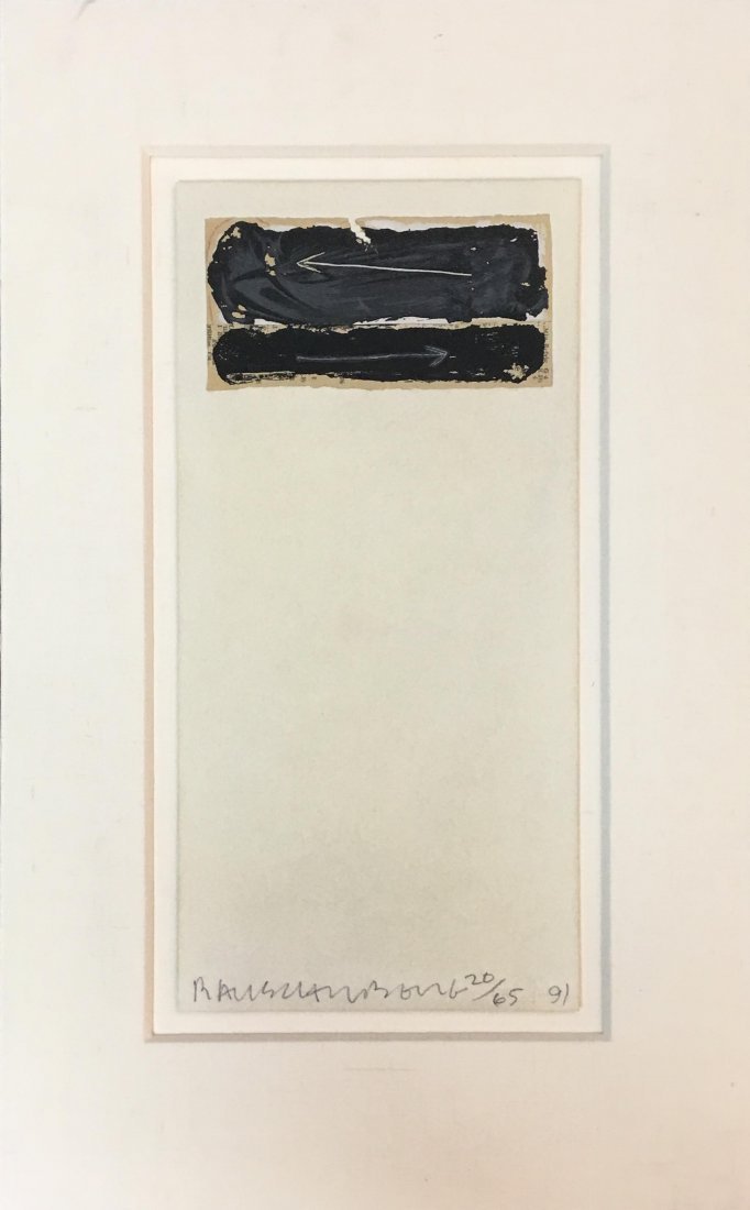 Robert Rauschenberg "Untitled (from Shirtboards,: Artist: Robert Rauschenberg Title: Untitled Medium: Mixed media collage with offset lithograph in colors on homemade and heavyboard paper Size: 21 1/2" x 8" Year: 1991 Edition: From the limited editio