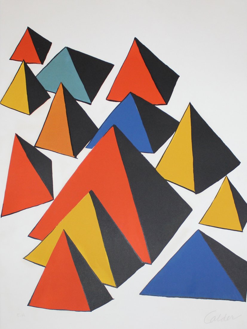 Alexander Calder "Pyramides": Artist: Alexander Calder Medium: Lithograph Edition: E.A. Size: 24" x 20 1/4" Signature: Signed by the artist COA provided. Guaranteed authentic.