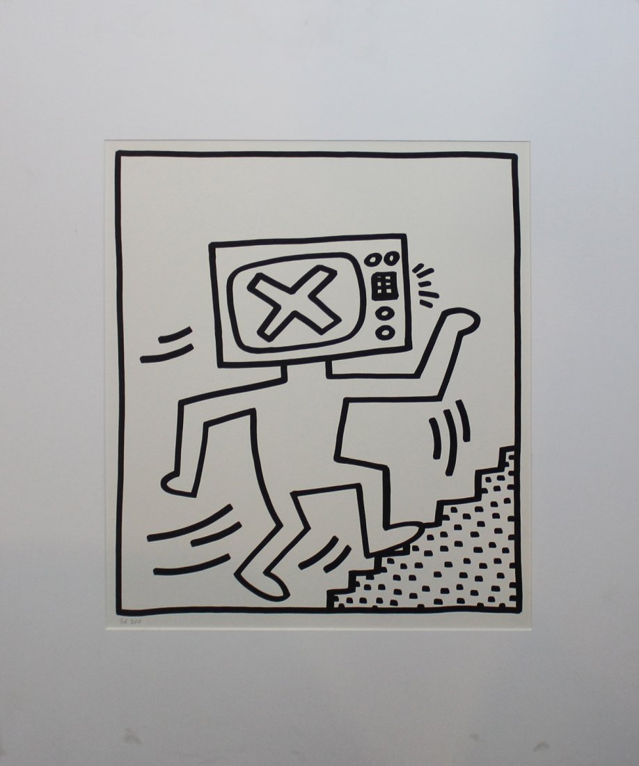 Keith Haring "TV Worship": Artist: Keith Haring Title: TV Worship Year: 1982 Medium: Lithograph Edition: From the rare limited edition of 300 Size: Approx. 13" x 15" COA provided. Guaranteed authentic.
