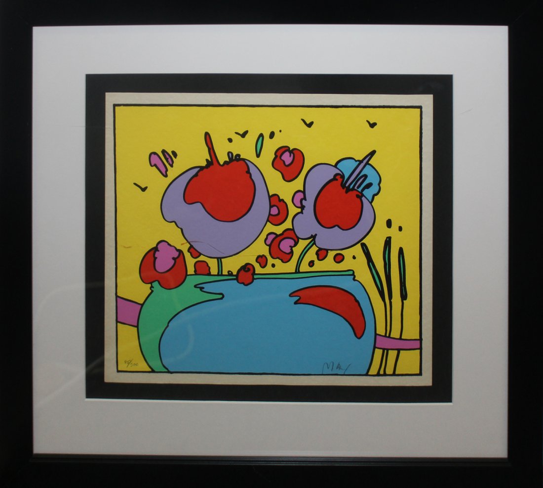 Peter Max "Flowers of Atlantis": Artist: Peter Max Title: Flowers of Atlantis Year: 1972 Medium: Serigraph on TH Saunders paper Edition: 95 from the rare limited edition of 300 Size: 19 1/2" x 17" Signature: Hand-signed and nu