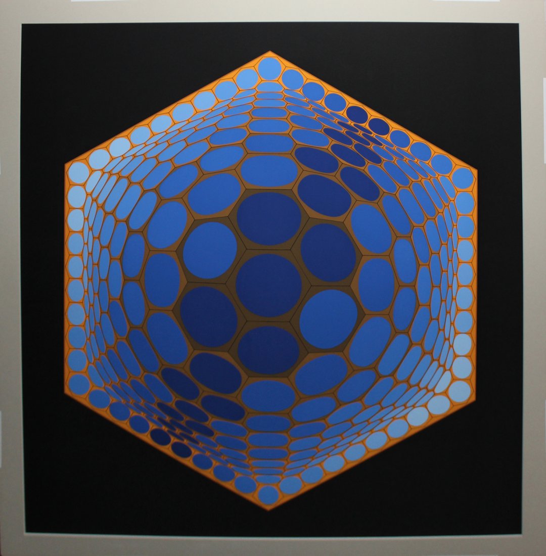 Victor Vasarely "Composition Alveolaire": Artist: Victor Vasarely Title: Composition Alveolaire Medium: Serigraph Edition: From the rare limited edition of 250 Size: 30" x 32 1/2" Signature: Signed and numbered by the artist COA pro