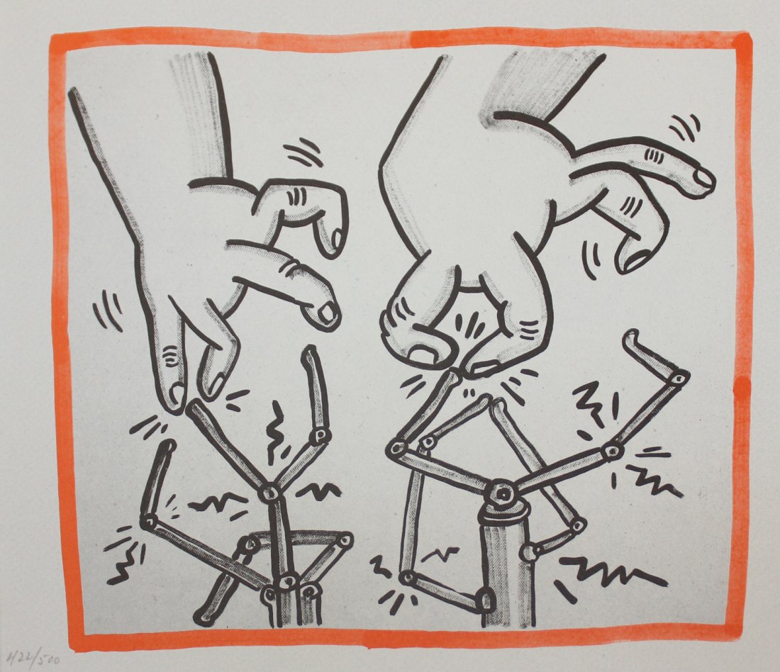 Keith Haring, from Against All Odds: Artist: Keith Haring Suite: Against All Odds Year: 1990 Medium: Lithograph Edition: 422 from the rare limited edition of 500 Size: 10 1/3" x 8 1/2" COA provided. Guaranteed authentic.