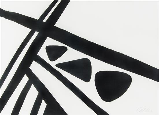 Alexander Calder "Charpente de Fer": Artist: Alexander Calder Title: Charpente de Fer Year: 1969 Medium: Black and white lithograph Edition: 31 from the limited edition of 75 Size: 21 1/2" x 29 5/8" Signature: Signed by the artist<