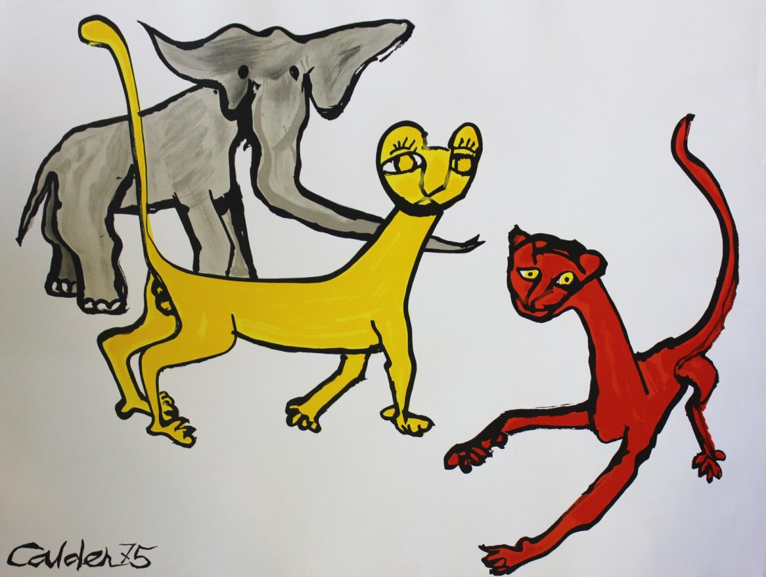 Alexander Calder "Animals": Artist: Alexander Calder Title: Animals Year: 1976 Portfolio: Our Unfinished Revolution Medium: Lithograph Edition: From the limited edition Size: 22" x 30" Signature: Signed and dated i