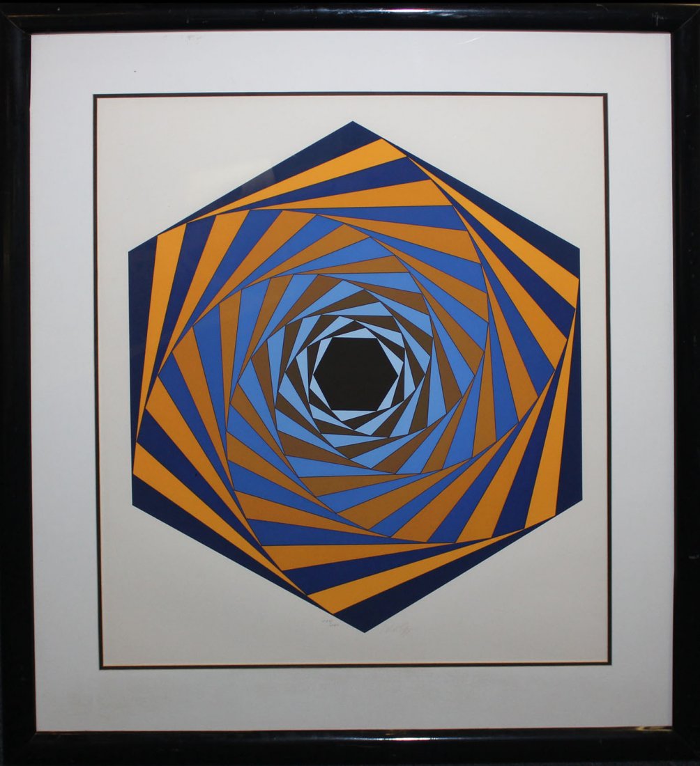 Victor Vasarely "Los Angeles": Artist: Victor Vasarely Title: Los Angeles Year: 1981 Medium: Silkscreen Edition: 238 from the limted edition of 250 Printer: Silium, S.A., Paris, France Signature: Signed by the artist in penci