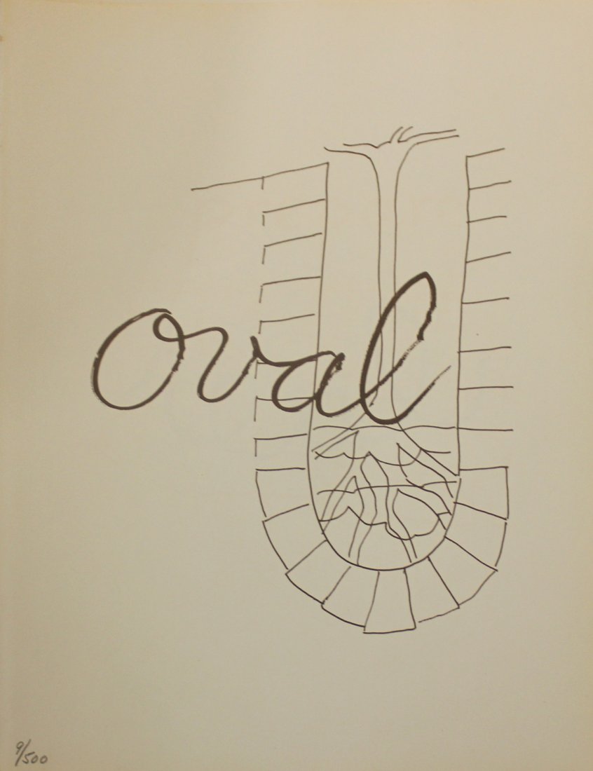Man Ray "Oval": Artist: Man Ray Title: Oval Suite: Alphabet for Adults Year: 1970 Medium: Lithograph on paper Edition: From the limited edition of 500 Size: 15 1/2" x 12" COA provided. Guaranteed au