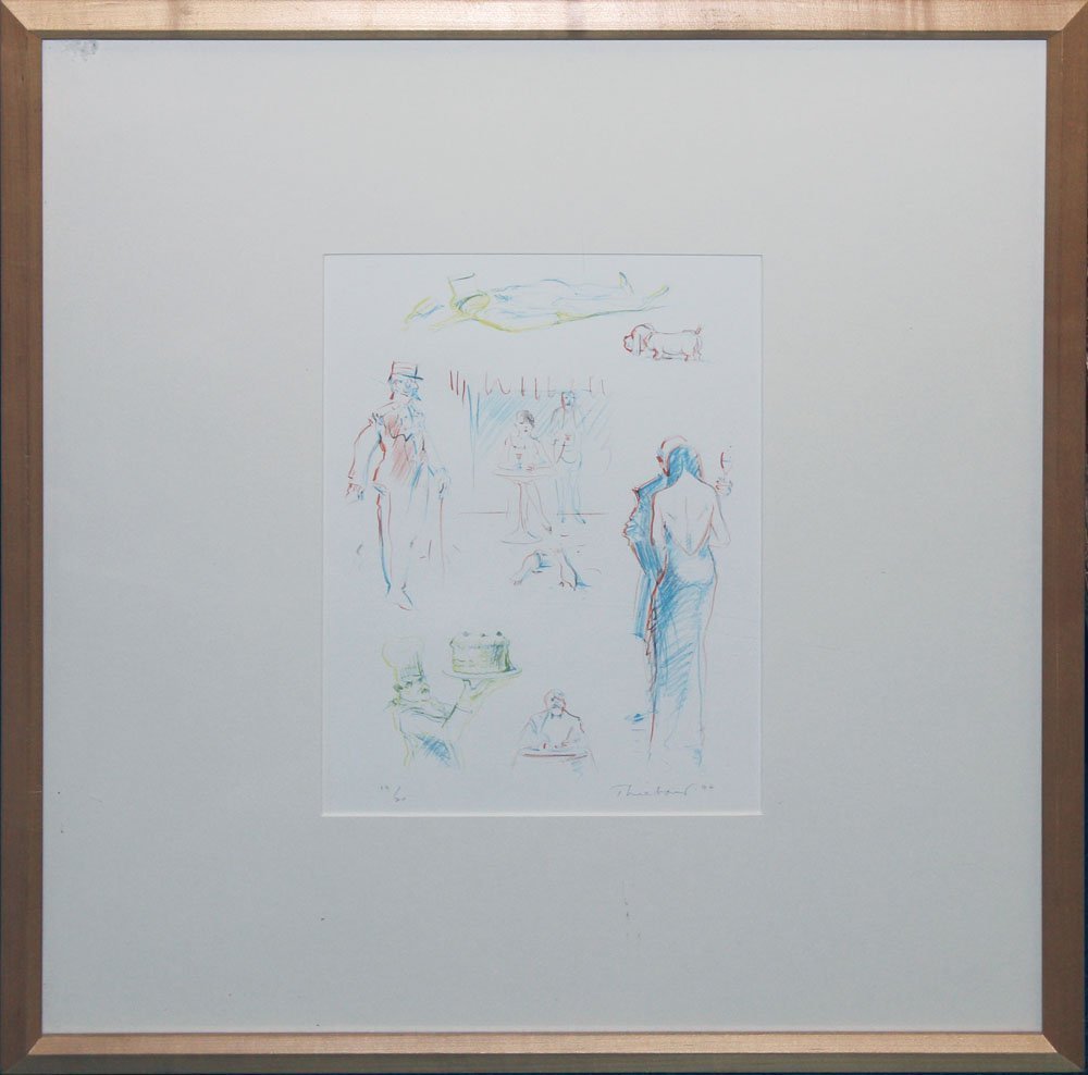 Wayne Thiebaud \"Cafe Sketches\": Artist: Wayne Thiebaud Title: Cafe Sketches Suite: The Physiology of Taste Year: 1994 Medium: Original lithograph in colors on paper Edition: From the limited edition of 20 Publisher: Arion Pres