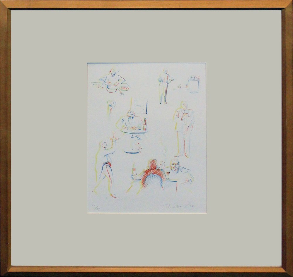 Wayne Thiebaud "Cafe Sketches": Artist: Wayne Thiebaud Title: Cafe Sketches Suite: The Physiology of Taste Year: 1994 Medium: Original lithograph in colors on paper Edition: From the limited edition of 20 Publisher: Arion Pres