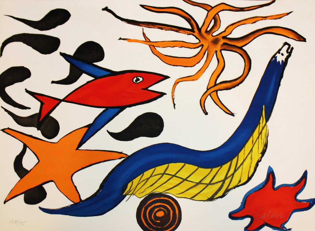Alexander Calder, from Our Unfinished Revolution: Artist: Alexander Calder Year: 1975 Suite: Our Unfinished Revolution Medium: Color lithpgraph on Arches paper Edition: From the rare limited edition of 175 Publisher: Alba Editions, Inc., New York <