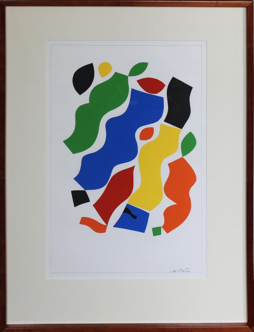 Sam Maitin "Untitled": ArtisT: Sam Maitin Title: Untitled Medium: Original collage on paper Edition: Rare, one of a kind work of art Size: 35" x 25" Signature: Hand signed in the lower margin COA provided. Guarant