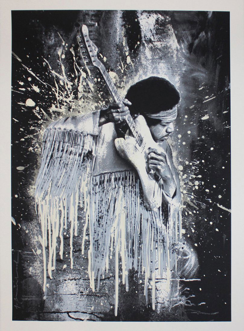 Mr. Brainwash "Jimi Hendrix (White)": Artist: Mr. Brainwash Title: Jimi Hendrix (White) Medium: Lithograph on paper Edition: From the limited edition Signature: Signed by the artist COA provided. Guaranteed authentic.