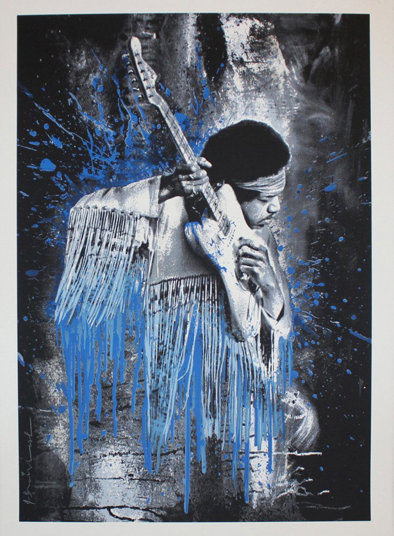 Mr. Brainwash "Jimi Hendrix (Blue)": Artist: Mr. Brainwash Title: Jimi Hendrix (Blue) Medium: Lithograph on paper Edition: From the limited edition Signature: Signed by the artist COA provided. Guaranteed authentic.