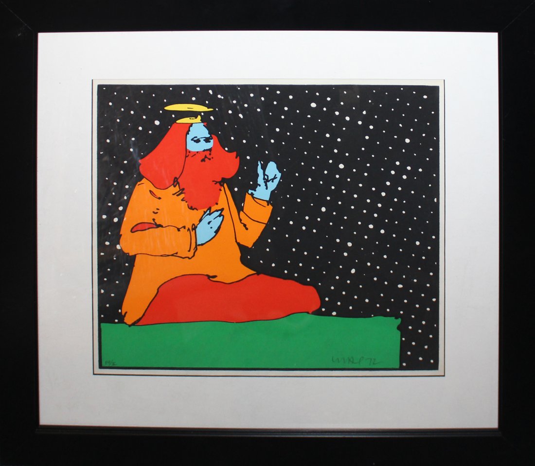 Peter Max "Satchidananda Guru, Teacher of Light": Artist: Peter Max Title: Satchidananda Guru Year: 1972 Medium: Serigraph on TH Saunders paper Edition: From the rare limited edition PP of II Size: 16" x 19" Signature: Hand signed and numbered