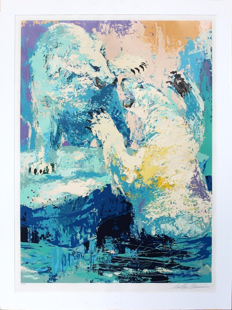 LeRoy Neiman "Polar Bears": Artist: LeRoy Neiman Title: Polar Bears Year: 1979 Medium: Original serigraph in colors on paper Edition: From the limited edition of 300 Size: 38" x 28" (image) Signature: Hand signed by the ar