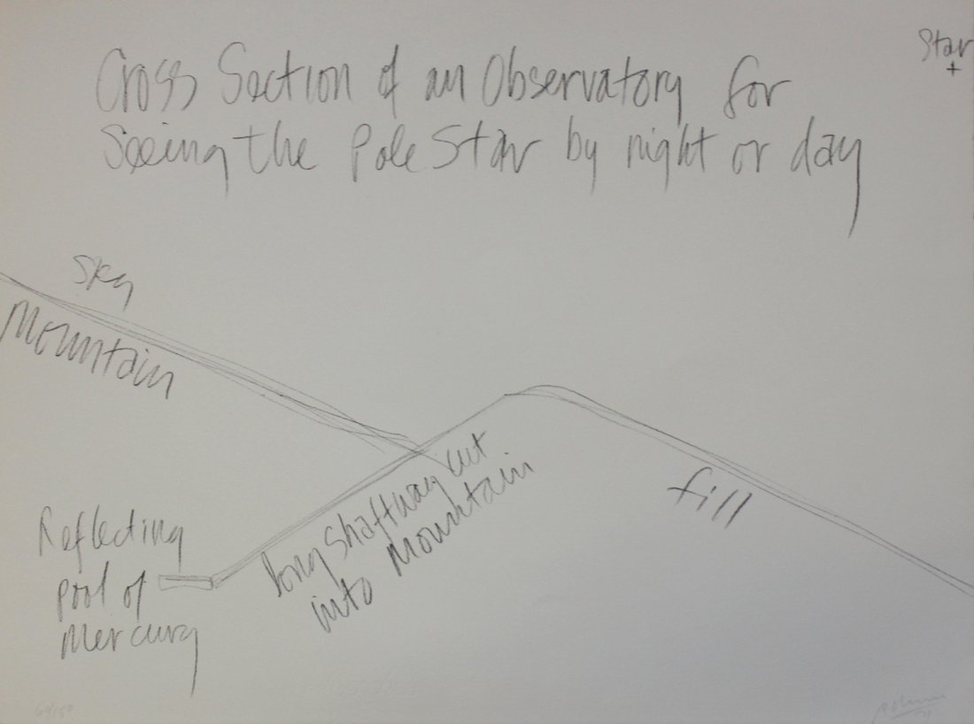 Robert Morris "Cross Section of an Observatory for: Artist: Robert Morris Title: Cross Section of an Observatory for seeing the Pole Star by Night or Day Year: 1971 Medium: Original lithograph on paper Edition: From the rare limited edition of 150 Size