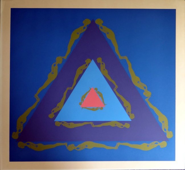 Ernest Trova, one plate from "Falling Man Manscapes": Artist: Ernest Trova Title: Untitled Suite: Falling Man Manscapes Year: 1969 Medium: Original silkscreen in colors on paper Edition: From the limited edition of 175 Size: 28" x 28" Signa