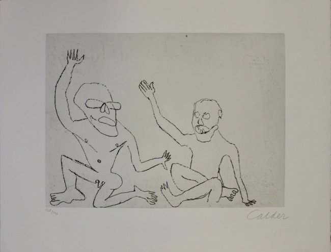 Alexander Calder, one plate from "Santa Claus": Artist: Alexander Calder Title: Untitled Suite: E.E. Cummings Santa Claus Year: 1974 Medium: Original etching on velin d'Arches paper Edition: From the limited edition of 175 Printer: l'Atelier