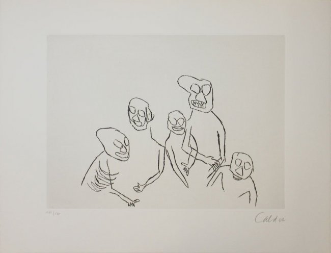 Alexander Calder, one plate from "Santa Claus": Artist: Alexander Calder Title: Untitled Suite: E.E. Cummings Santa Claus Year: 1974 Medium: Original etching on velin d'Arches paper Edition: From the limited edition of 175 Printer: l'Atelier