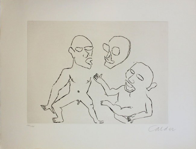 Alexander Calder, one plate from "Santa Claus": Artist: Alexander Calder Title: Untitled Suite: E.E. Cummings Santa Claus Year: 1974 Medium: Original etching on velin d'Arches paper Edition: From the limited edition of 175 Printer: l'Atelier