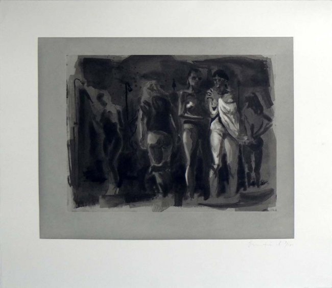 Eric Fischl "Shower": Artist: Eric Fischl Title: Shower Year: 1987 Medium: Original etching with aquatint on paper Edition: From the limited edition of 100 Size: 15 1/2" x 19 1/2" Signature: Hand signed by the artis