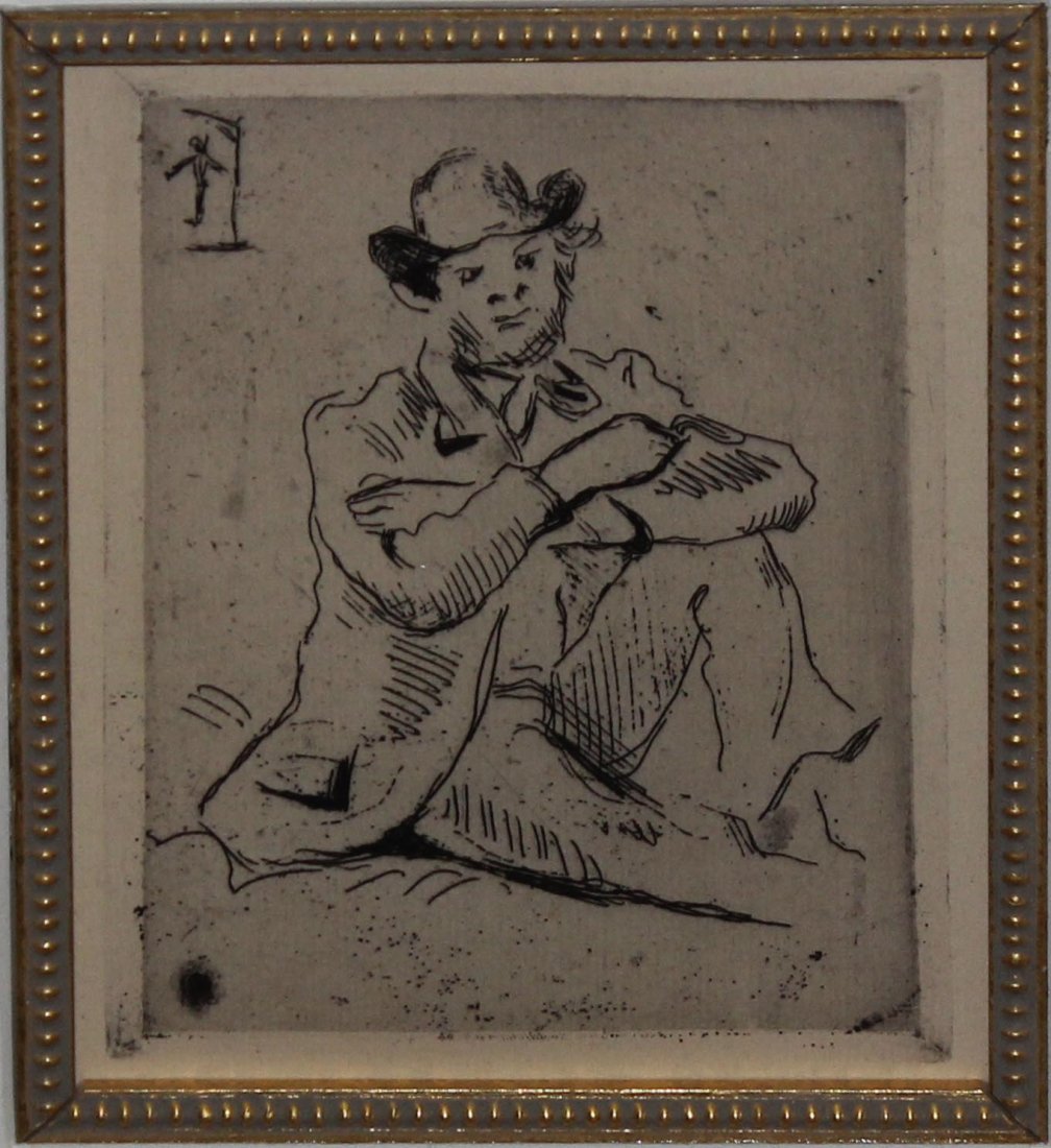 Paul Cezanne "Portrait du Peintre A. Guillaumin au: Artist: Paul Cezanne Title: Portrait du Peintre A. Guillaumin au Pendu Year: c. 1906 Medium: Etching on laid paper Edition: Form the rare limited edition Catalogue: Cherpin 2 COA provided. G