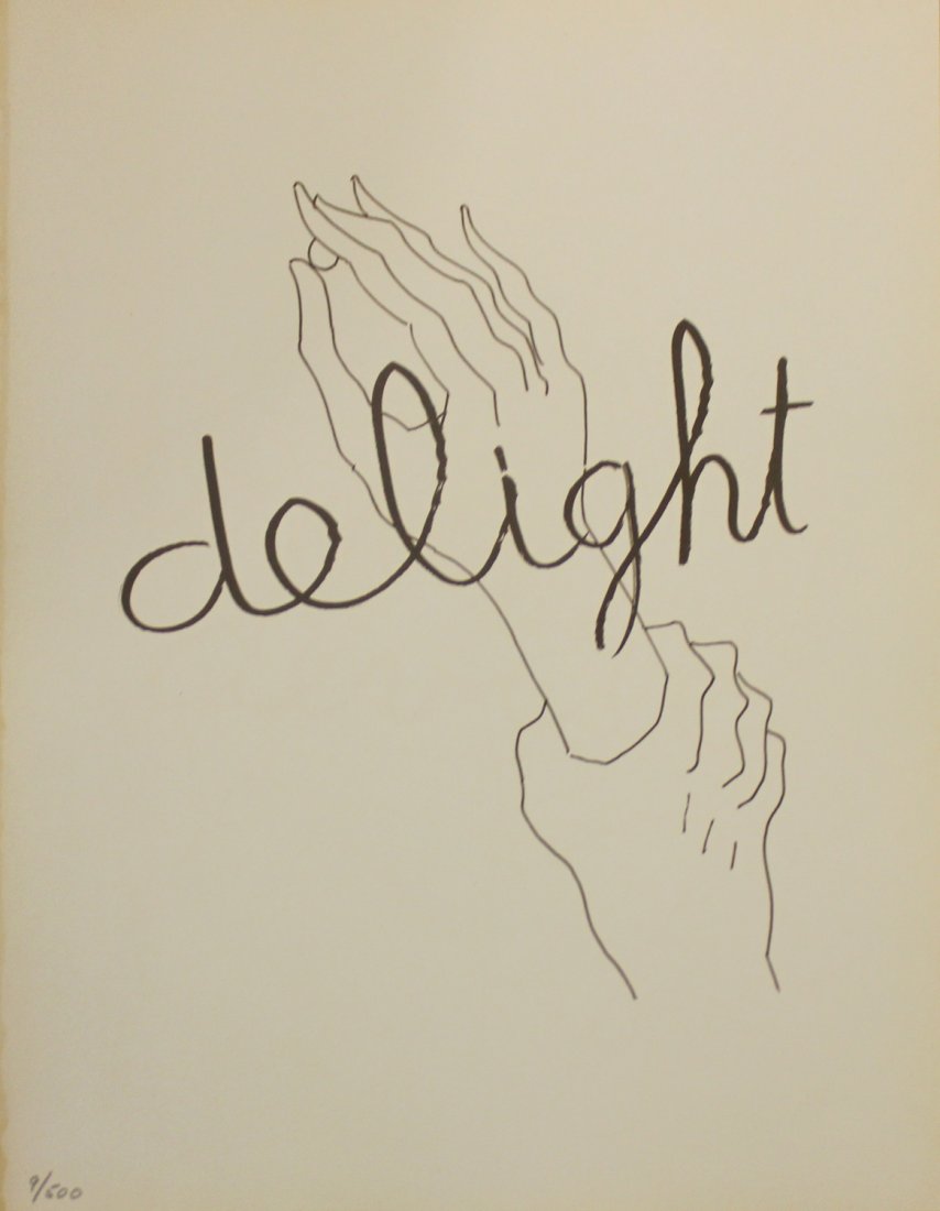 Man Ray "Delight": Artist: Man Ray Title: Delight Suite: Alphabet for Adults Year: 1970 Medium: Lithograph on paper Edition: From the limited edition of 500 Size: 15 1/2" x 12" COA provided. Guaranteed