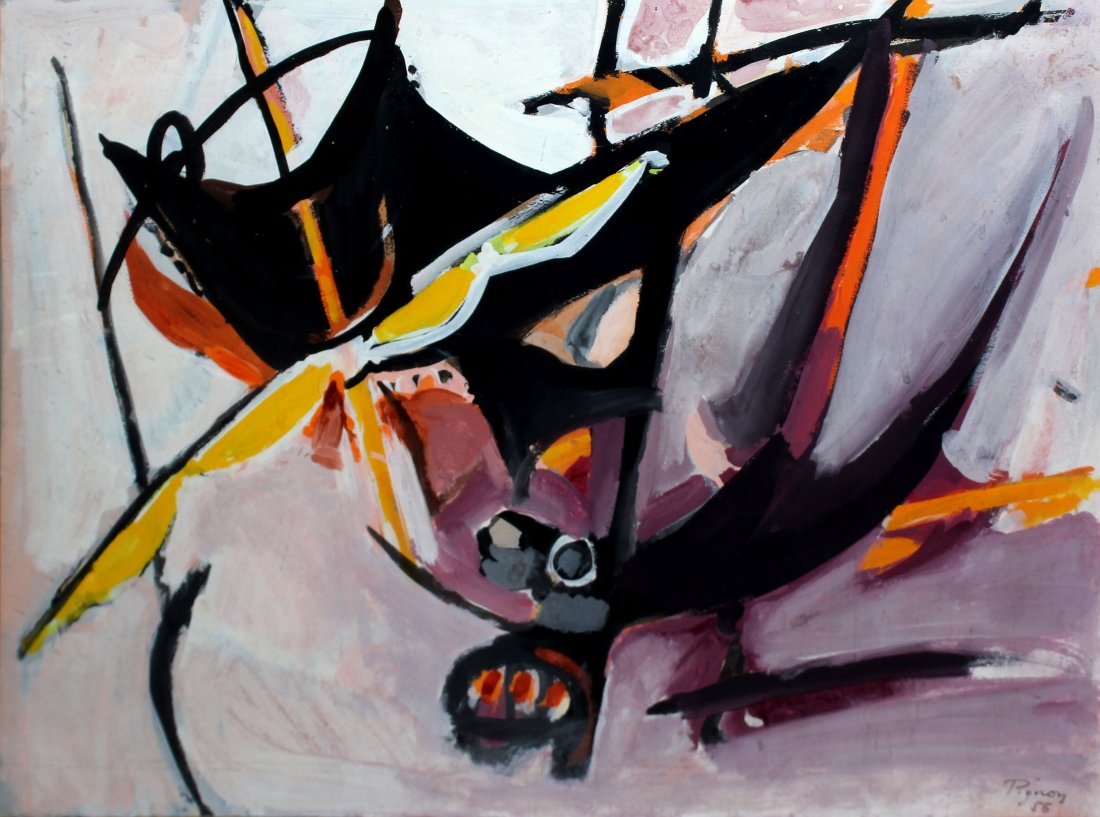 Untitled original gouache painting by Edouard Pignon: Untitled original gouache painting Edouard Pignon Original gouache on paper 1956 Unique and original work of art Signed in paint by the artist 19 x 25.5 x 0